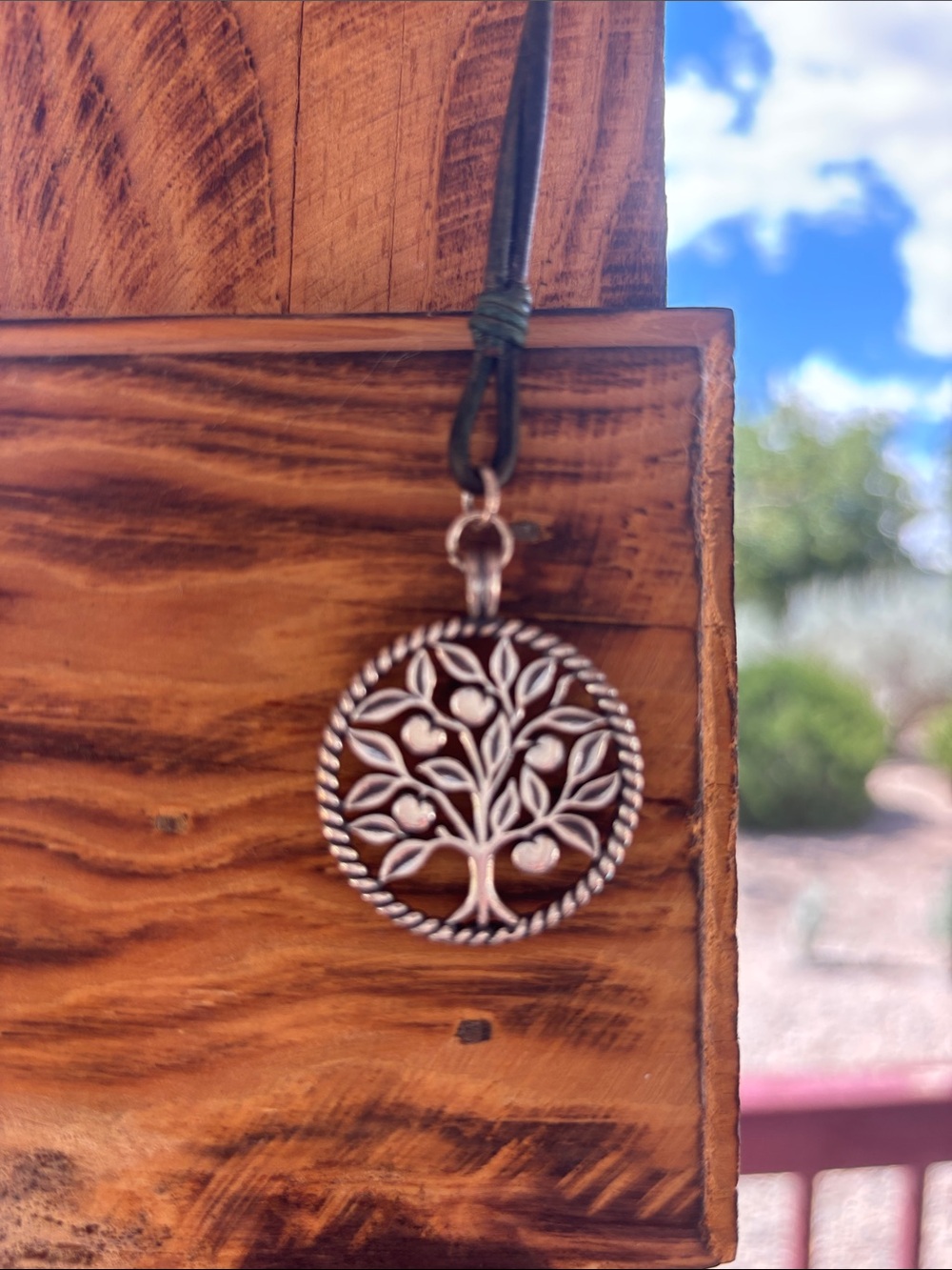 James Avery Silver Tree of Life Pendant on Dark Leather Cord